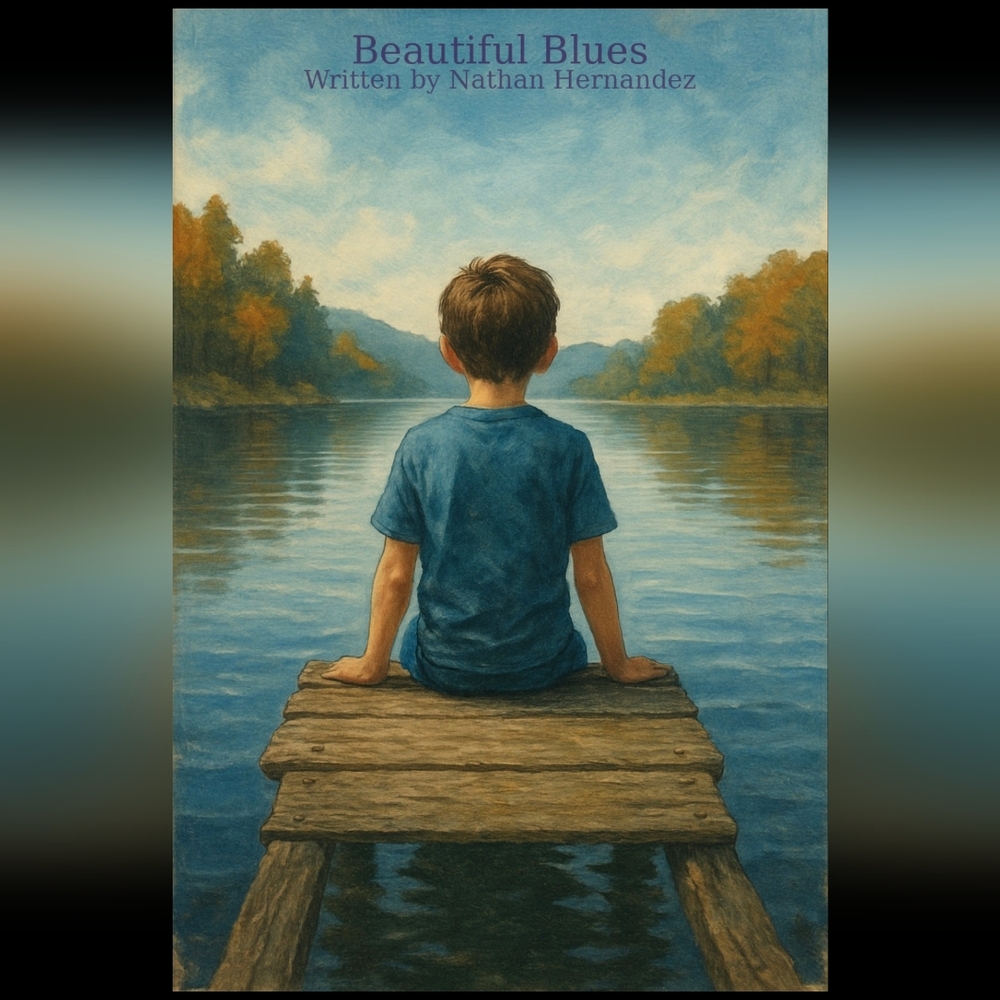 Blue and Brown Lakeside Painting Art